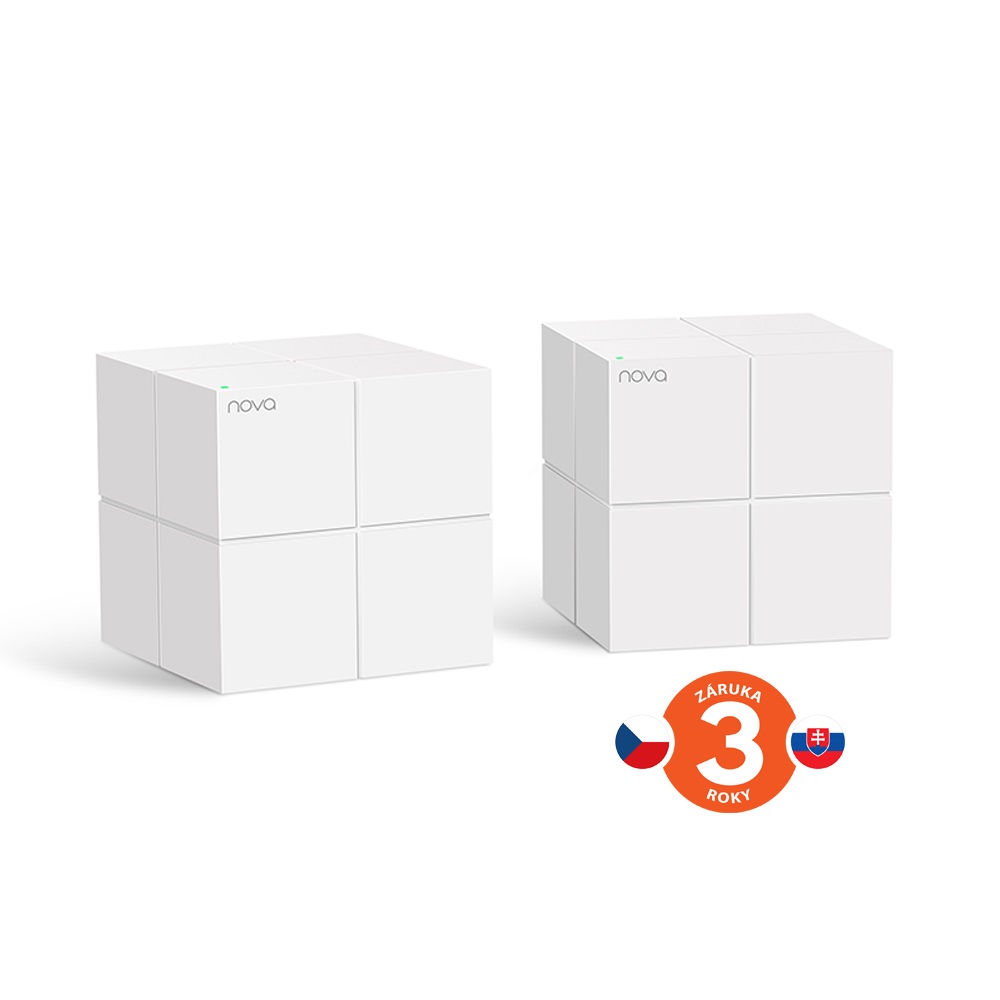 Tenda Nova MW6 (2-pack) WiFi AC1200 Mesh Gigabit systém, MU-MIMO, 4x GLAN/ GWAN, SMART CZ aplikácie