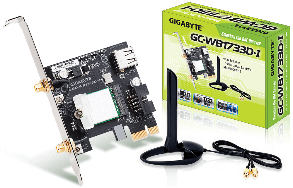 GIGABYTE PCI-E Wifi+BT 1733MBps 802.11a/ b/ g/ n/ ac