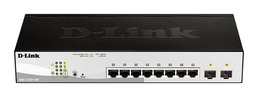 D-Link DGS-1210-10P, 10-port 10/ 100/ 1000 Gigabit PoE Smart Switch 2x SFP 65W