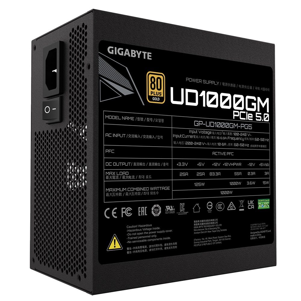GIGABYTE UD1000GM PG5/ 1000W/ ATX/ 80PLUS Gold/ Modular/ Retail 
