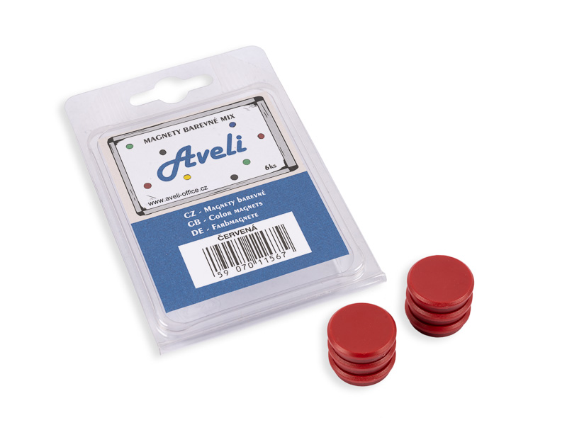 Set magnetov AVELI, červená farba 