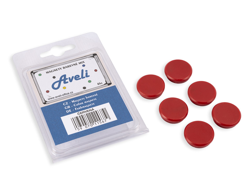 Set magnetov AVELI, červená farba 