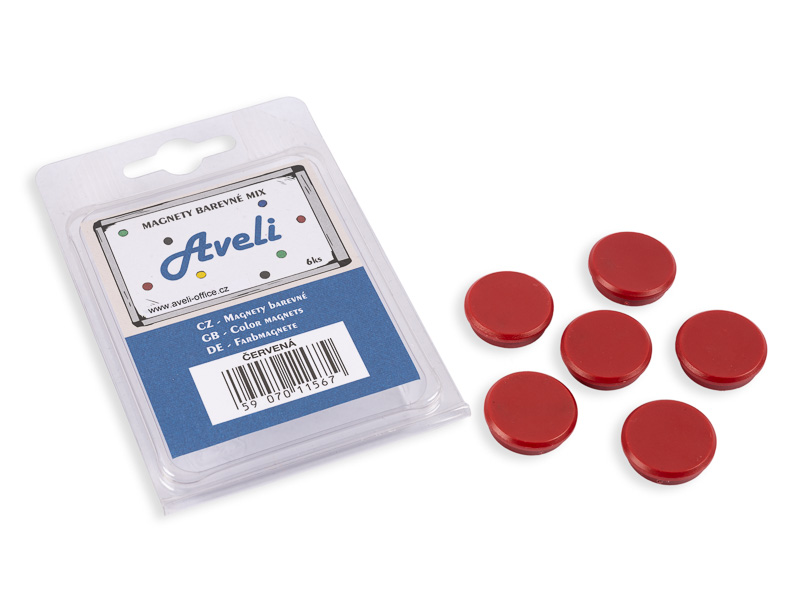 Set magnetov AVELI, červená farba 