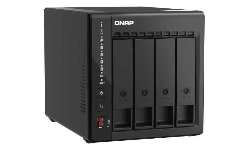 QNAP TS-453E-8G (4core 2, 6GHz, 8GB RAM, 4x SATA, 2x M.2 NVMe slot, 2x HDMI 4K, 2x 2, 5GbE, 4x USB) 