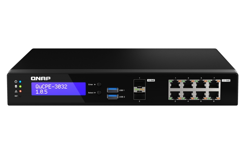 QNAP NVPE zariadenia QuCPE-3032-C3558R-8G (4core C3558R 2, 4GHz, 8GB RAM, 2x M.2, 8x2, 5GbE, 2x10G SFP+)