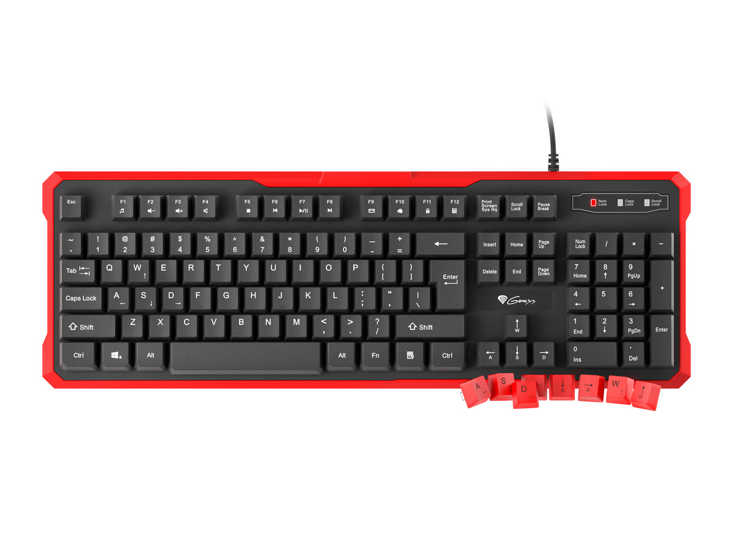 Genesis herní klávesnice RHOD 110/ Drátová USB/ US layout/ Černá-červená