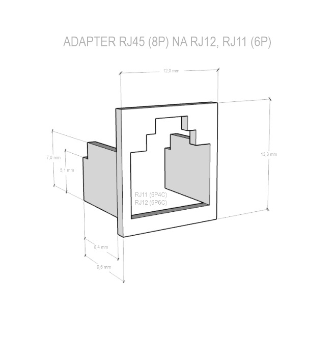 DATACOM Adaptér RJ45 na RJ12 (RJ11) biela 20ks 