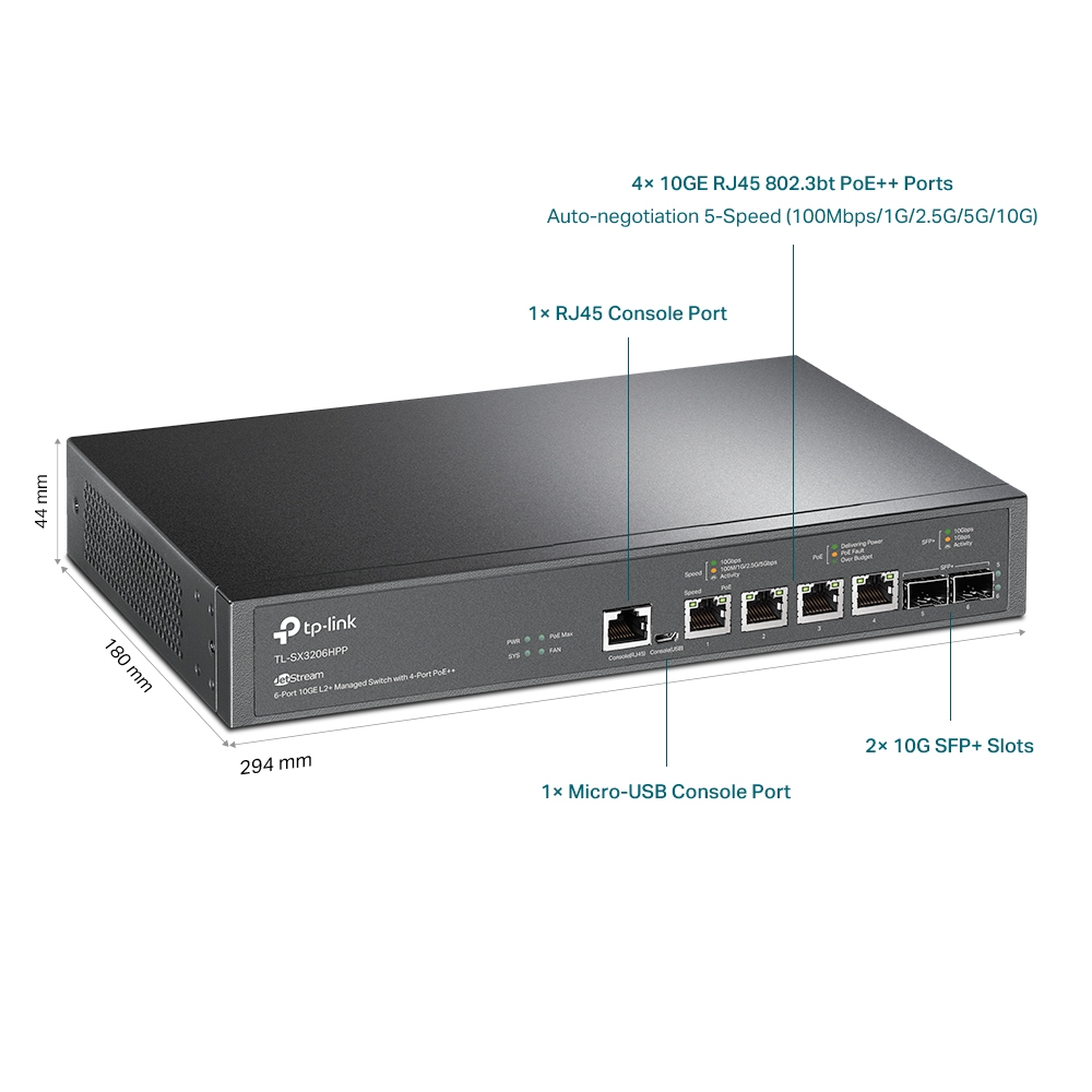 TP-Link TL-SX3206HPP 4x10G 2xSFP+ L2+ POE++ Omada SDN 