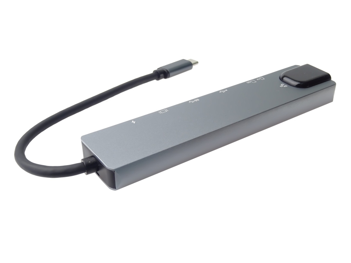 PremiumCord USB-C na HDMI + USB3.0 + USB2.0 + PD + SD/ TF + RJ45 adaptér 