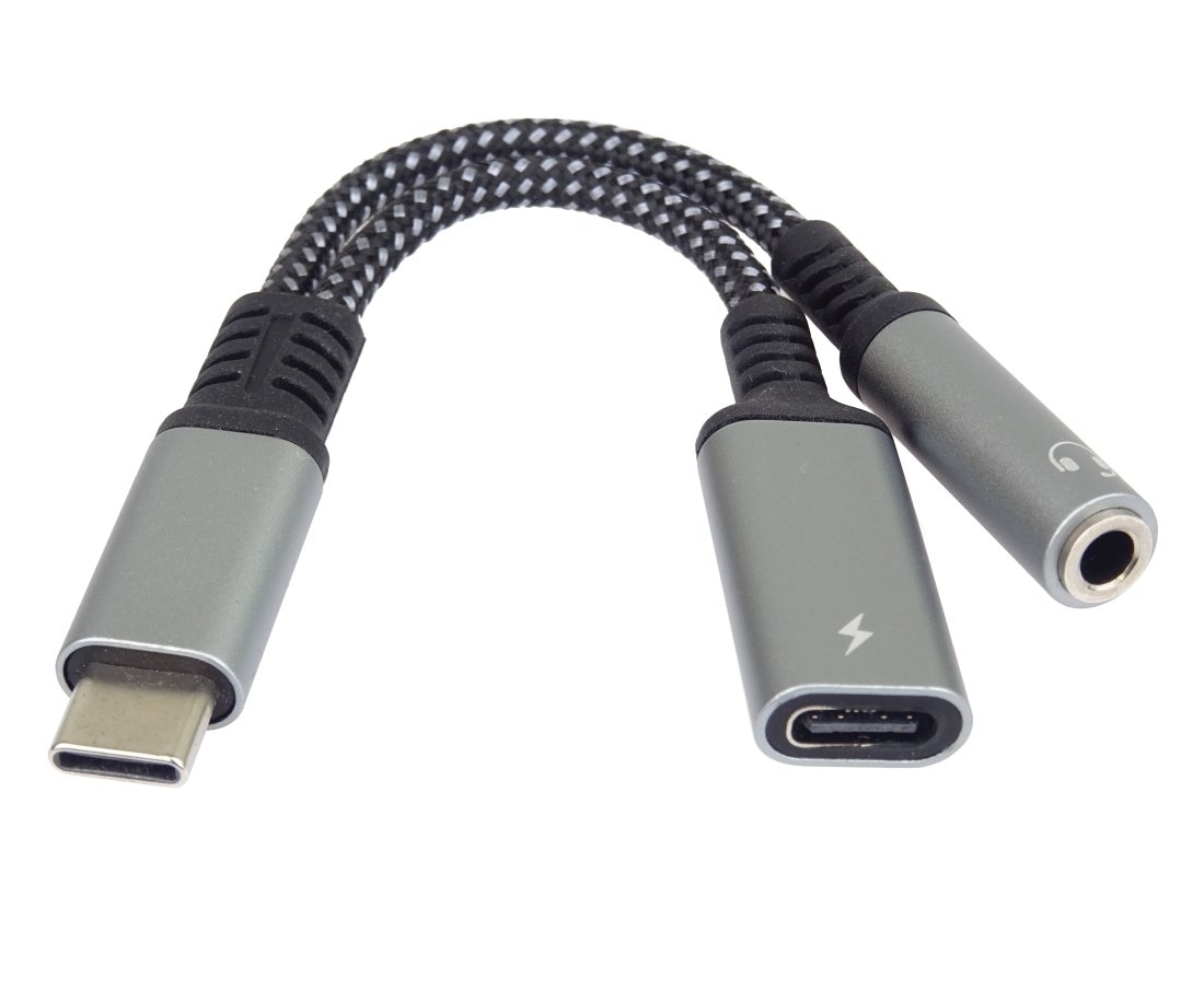 PremiumCord Redukcia USB-C / 3, 5mm jack s DAC chipom + USB-C na nabíjanie 13cm