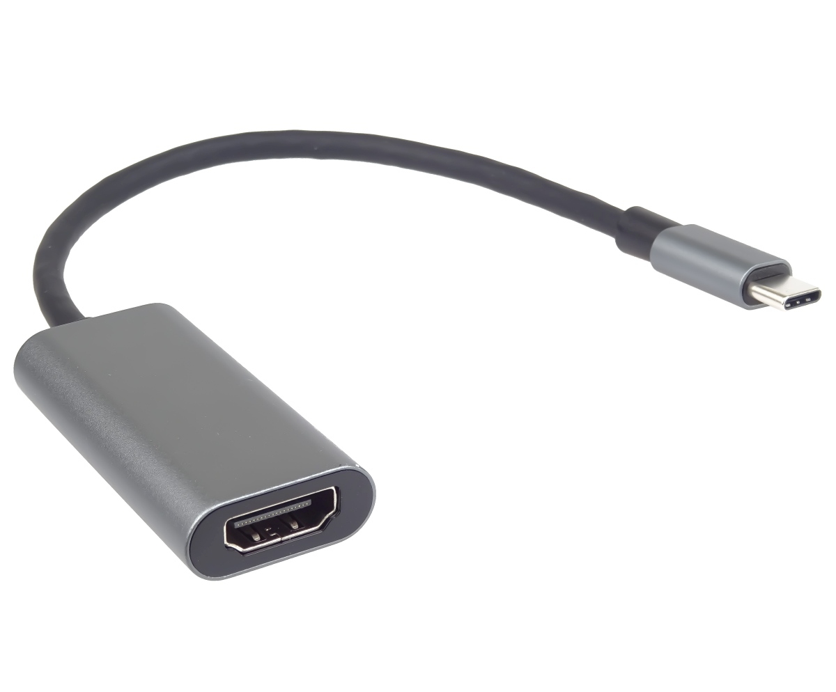 PremiumCord Prevodník USB-C na HDMI, rozlíšenie 4K a FULL HD 1080p, kovové púzdro