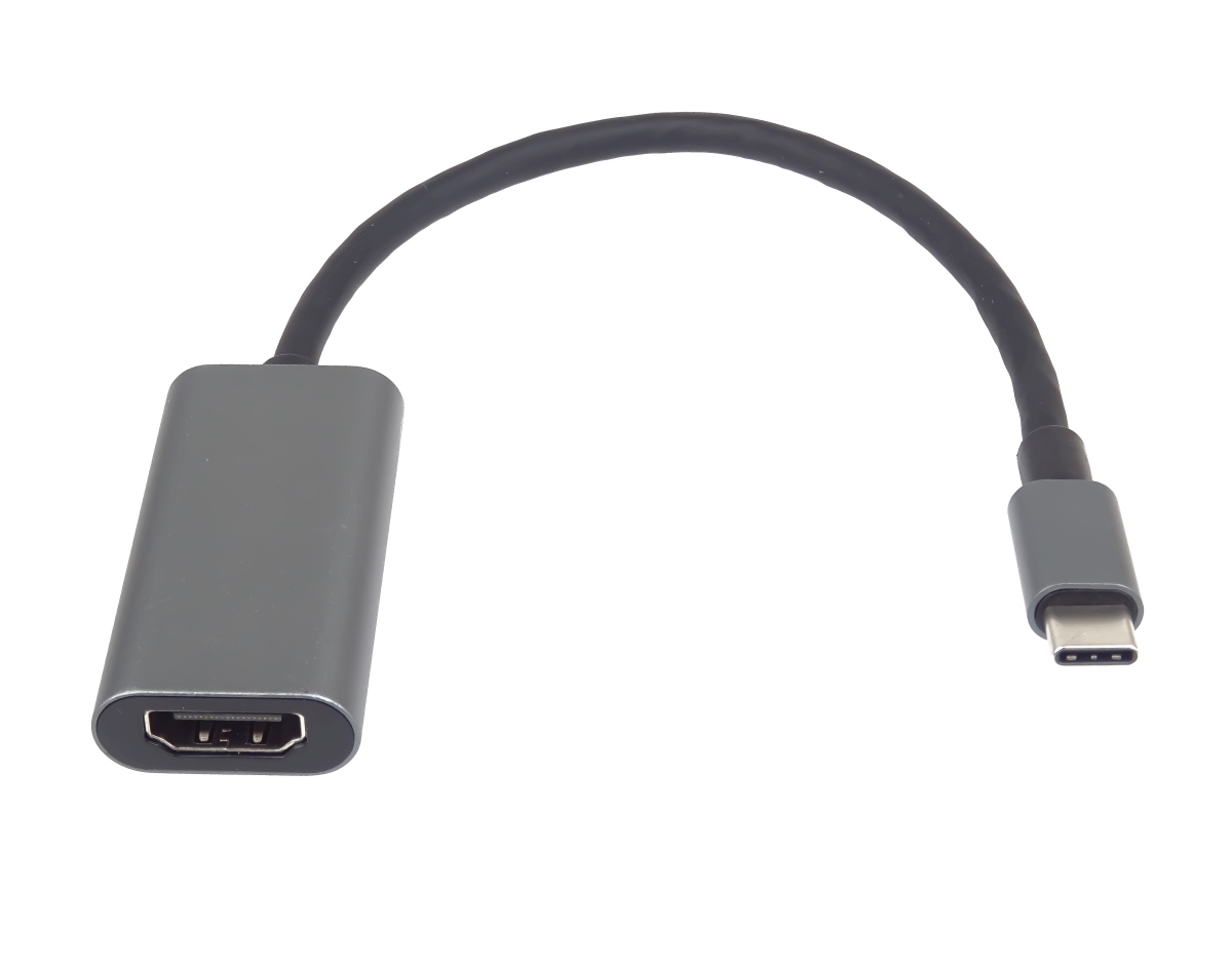 PremiumCord Prevodník USB-C na HDMI, rozlíšenie 4K a FULL HD 1080p, kovové púzdro 