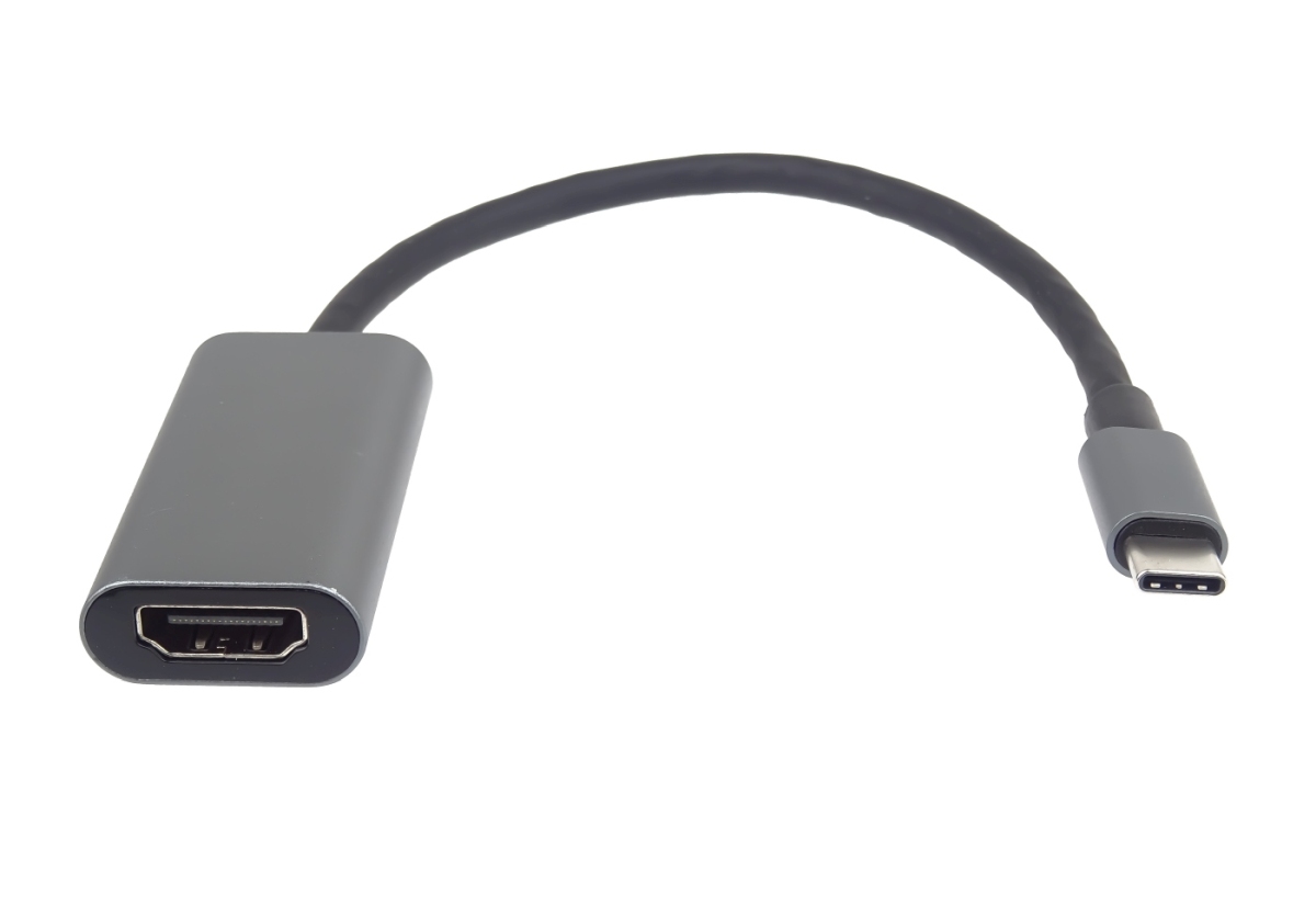 PremiumCord Prevodník USB-C na HDMI, rozlíšenie 4K a FULL HD 1080p, kovové púzdro 