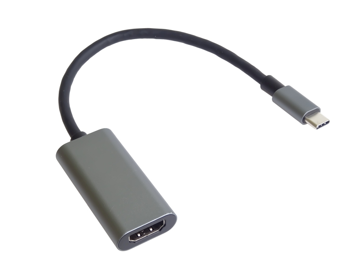 PremiumCord Prevodník USB-C na HDMI, rozlíšenie 4K a FULL HD 1080p, kovové púzdro 