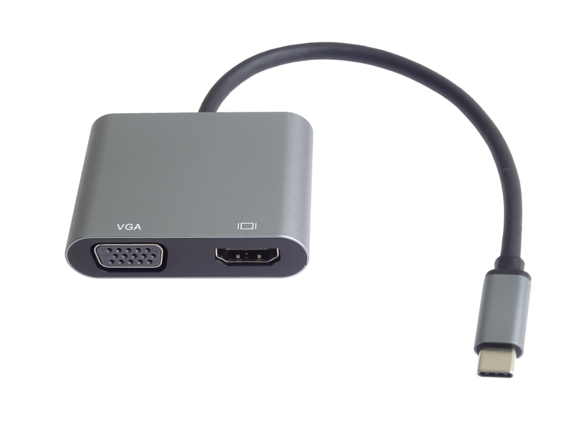 PremiumCord MST adaptér USB-C na HDMI + VGA, rozlíšenie 4K a FULL HD 1080p 