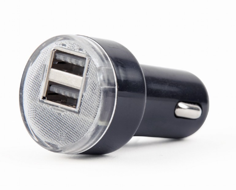 Gembird 2x USB nabíjačka do auta 2, 1 A, čierna