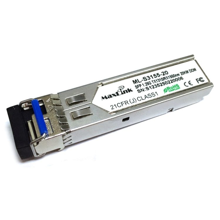 MaxLink 1.25G SFP optický modul, WDM (BiDi), SM, Tx 1310/ Rx1550nm, 20km, 1x LC konektor, DDM