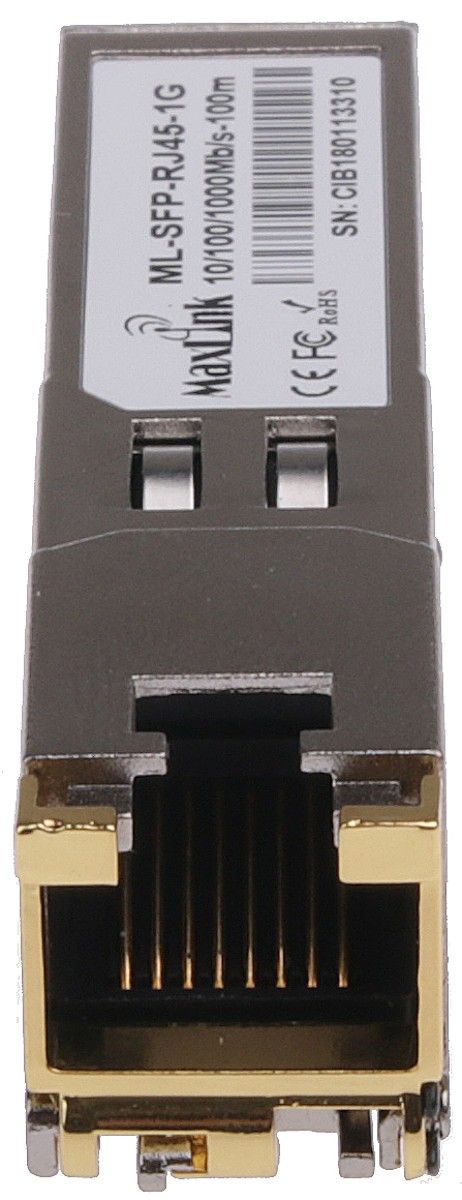 MaxLink SFP 10/ 100/ 1000M metalický modul, RJ-45, 100m, 1Gbps 