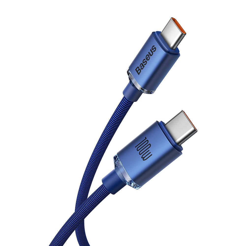 Baseus CAJY000603 Crystal Shine Series Datový Kabel USB-C - USB-C 100W 1, 2m Blue 