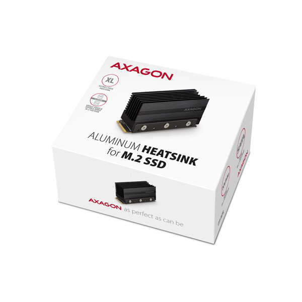 AXAGON CLR-M2XL, hliníkový pasívny chladič pre jedno aj obojstranný M.2 SSD disk, výška 36 mm 