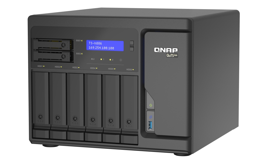 QNAP TS-h886-D1602-8G (4C/ Xeon D-1622/ 3, 2GHz/ 16GBRAM/ 6x3, 5"SATA/ 2x2, 5"SATA/ 2xM.2/ 4x2, 5GbE/ 3xUSB3.2/ 2xPCIe) 