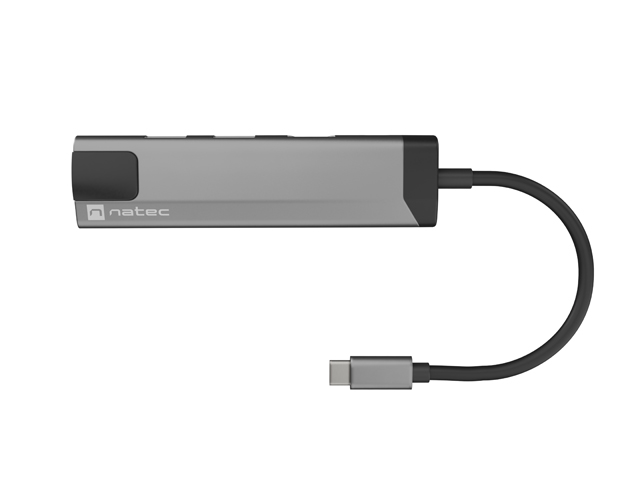 Natec multiport adaptér FOWLER GO HUB 5v1, 2X USB 3.0 HUB, HDMI 4K, USB-C PD, RJ45 