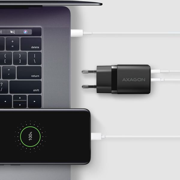 AXAGON ACU-PQ30 Síl nabíjačka do siete 30W, 2x port (USB-A + USB-C), PD3.0/ PPS/ QC4+/ SFC/ AFC/ Apple 