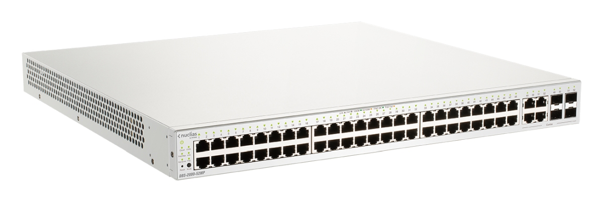 D-Link DBS-2000-52MP 52xGb PoE+ Nuclias Smart Managed Switch 4x1G Combo Ports, 370W (With 1 Year Lic) 