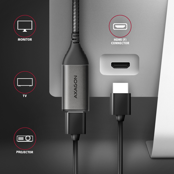 AXAGON RVC-HI2M, USB-C -> HDMI 2.0a redukcia / adaptér, 4K/ 60Hz HDR10 