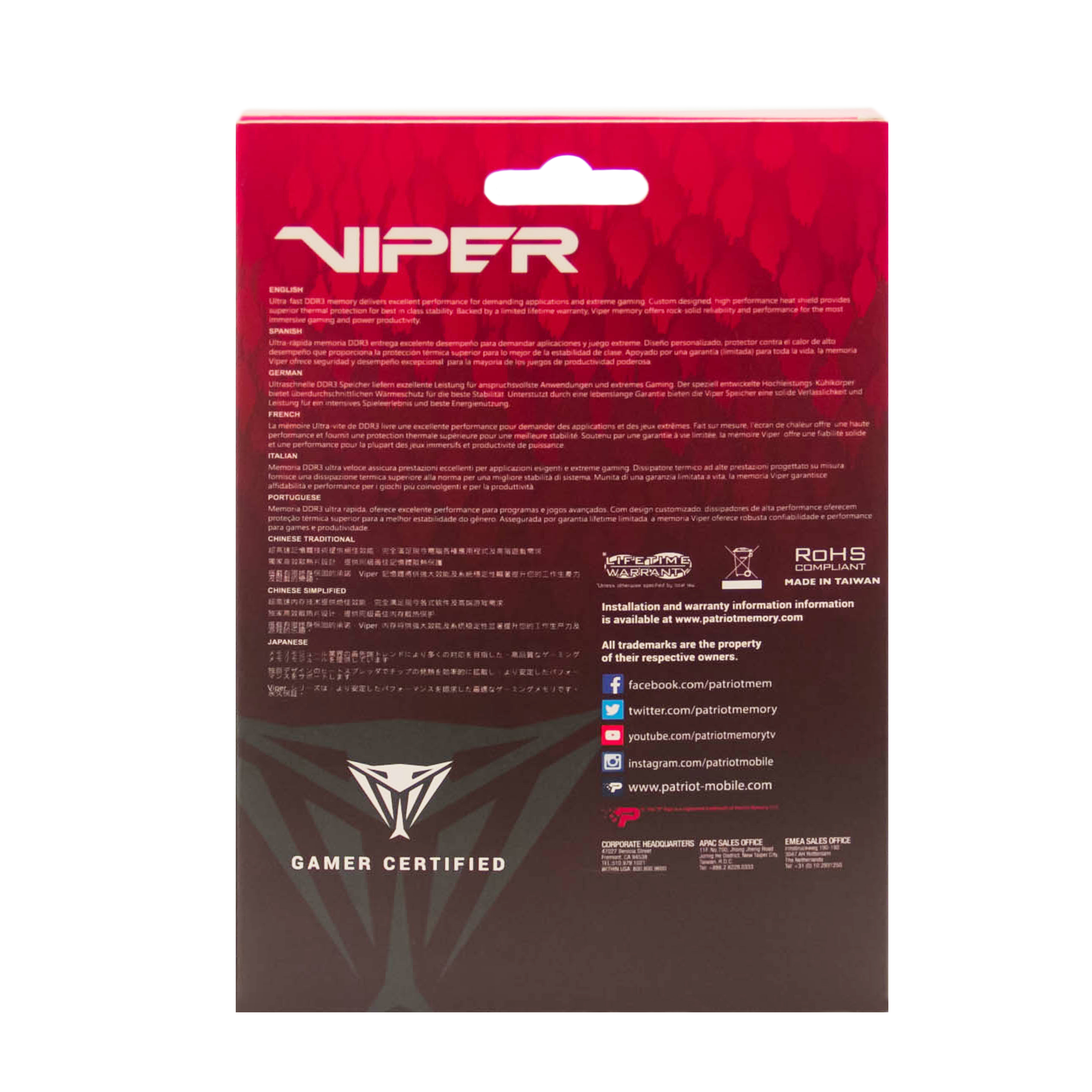 Patriot Viper 4/ DDR4/ 16GB/ 3600MHz/ CL17/ 2x8GB/ Red 