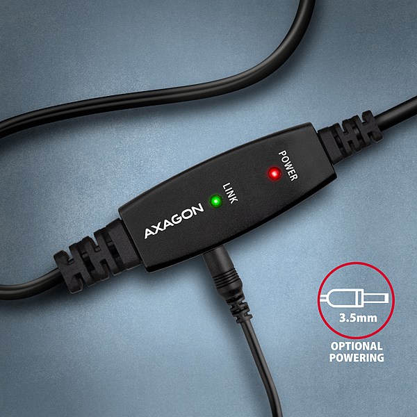 AXAGON ADR-210B, USB 2.0 A-M -> B-M aktívny prepojovací / repeater kábel, 10m 