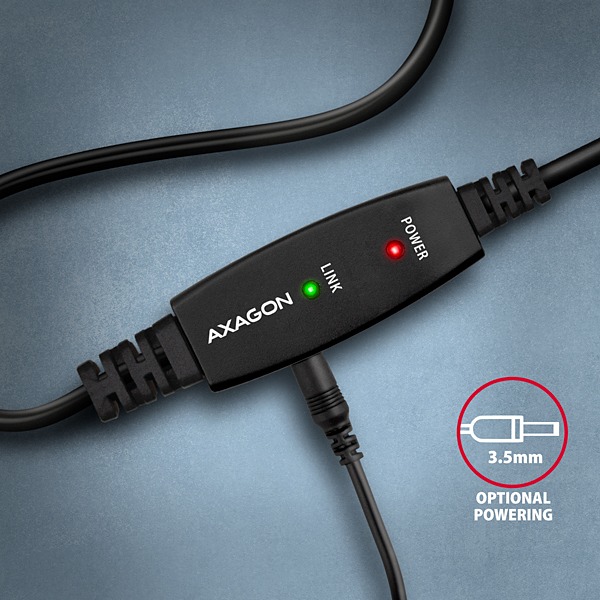 AXAGON ADR-215B, USB 2.0 A-M -> B-M aktívny prepojovací / repeater kábel, 15m 