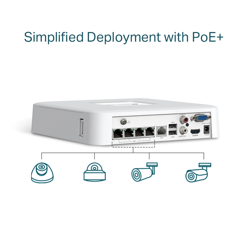 VIGI NVR1104H-4P 4 Channel PoE Network Video Recorder 