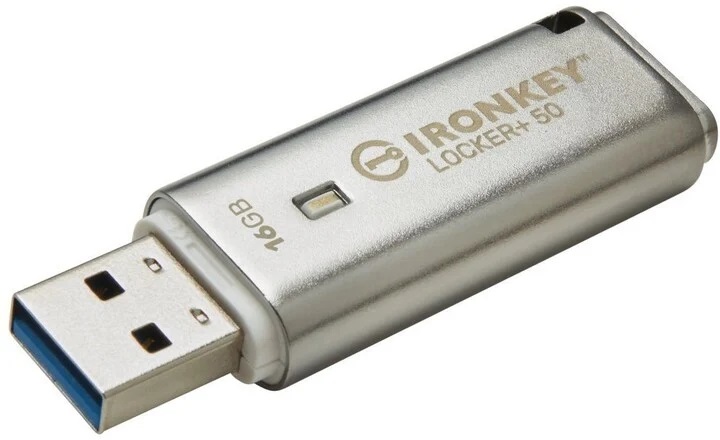 Kingston IronKey Locker+ 50/ 16GB/ USB 3.1/ USB-A/ Strieborná 