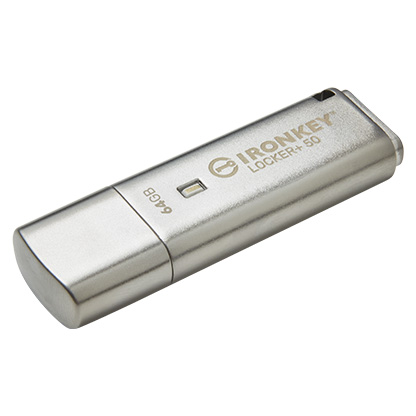 Kingston IronKey Locker+ 50/ 64GB/ USB 3.1/ USB-A/ Strieborná 