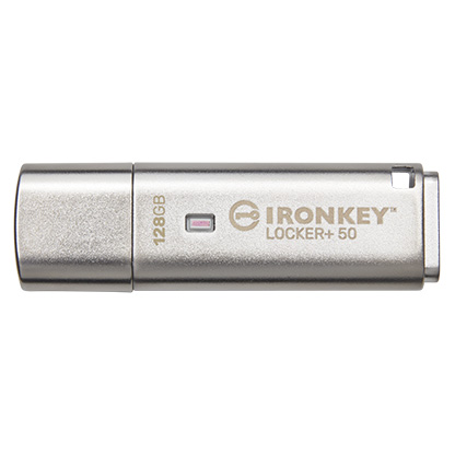 Kingston IronKey Locker+ 50/ 128GB/ USB 3.1/ USB-A/ Strieborná