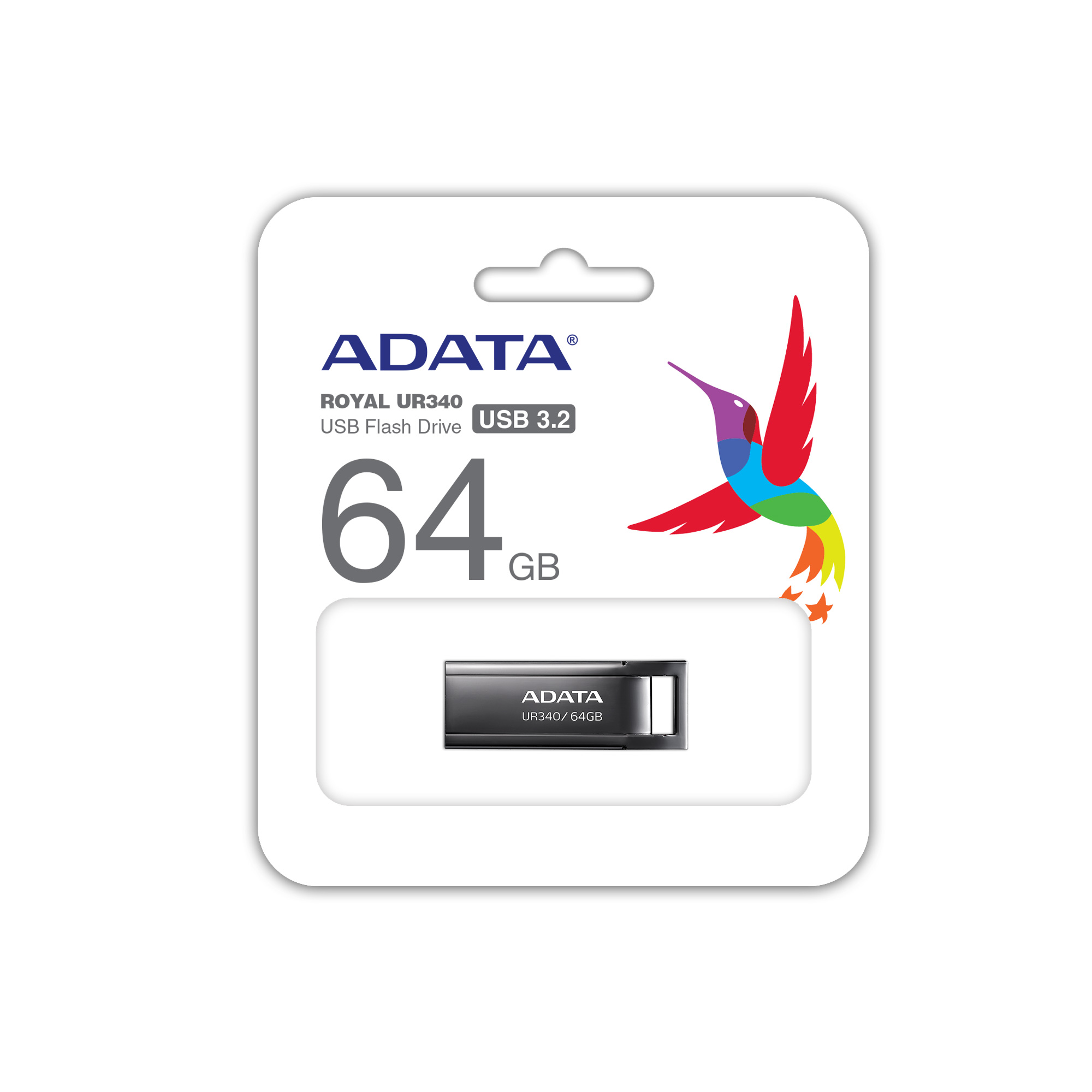ADATA UR340/ 64GB/ 100MBps/ USB 3.2/ USB-A/ Černá 