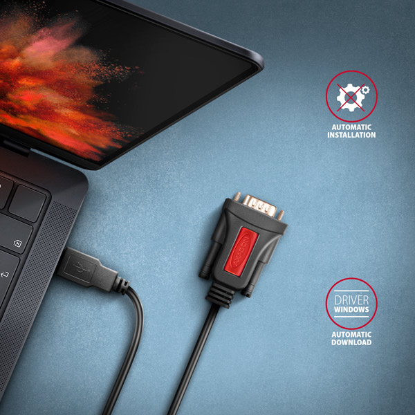 AXAGON ADS-1PSN, USB-A 2.0 - sériový RS-232 DB9-M Prolific adaptér / kábel 1.5m 