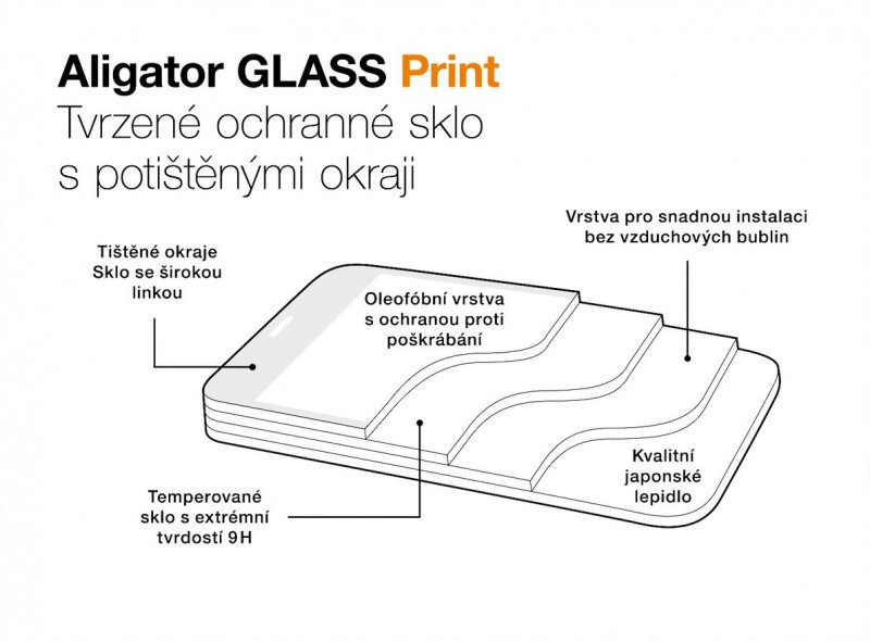 Aligator ochranné tvrdené sklo GLASS PRINT, Xiaomi Redmi Note 12 4G/ 5G, čierna, celoplošné lepenie 