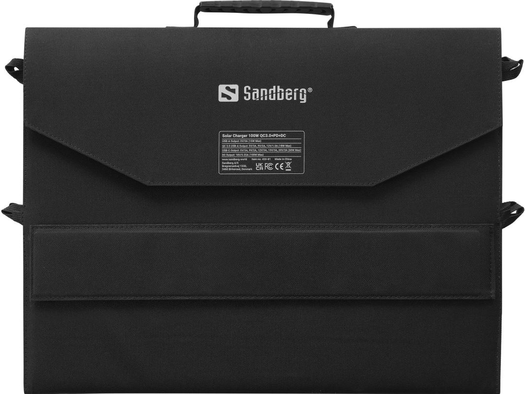 Sandberg solárny panel - nabíjačka, výkon 100W, QC3.0+PD+DC, čierna 