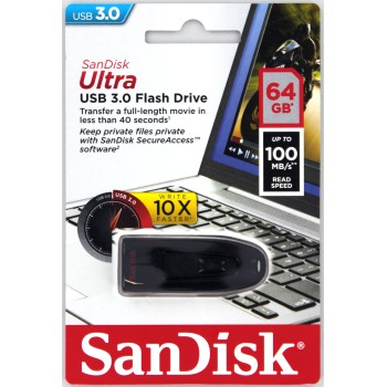 SanDisk Ultra/ 64GB/ 100MBps/ USB 3.0/ USB-A/ Čierna 