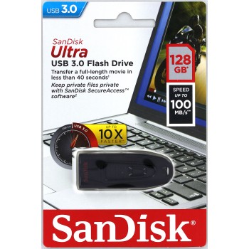 SanDisk Ultra/ 128GB/ 100MBps/ USB 3.0/ USB-A/ Čierna 