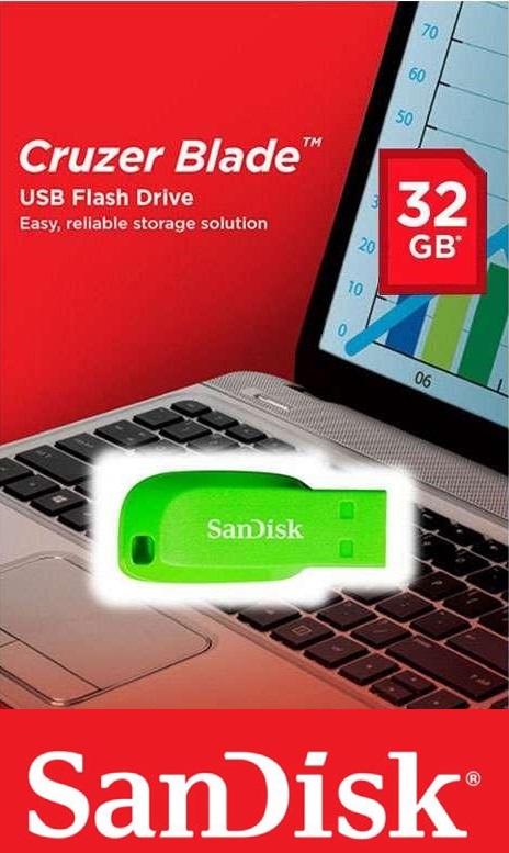 SanDisk Cruzer Blade/ 32GB/ USB 2.0/ USB-A/ Zelená 