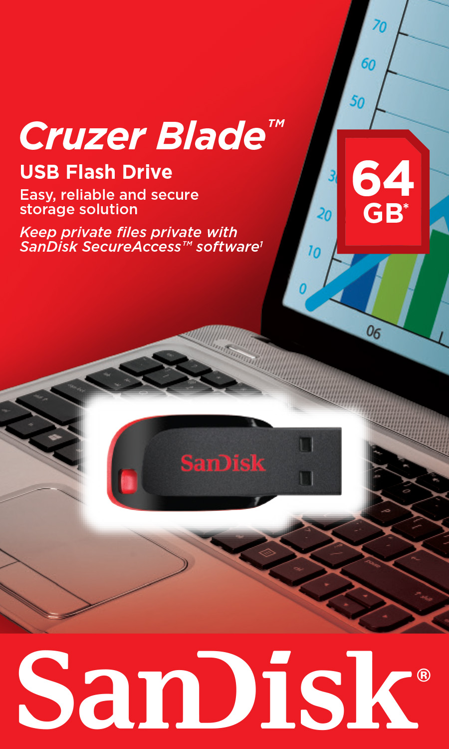 SanDisk Cruzer Blade/ 64GB/ USB 2.0/ USB-A/ Čierna 