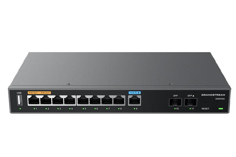 Grandstream GWN7003 VPN router 2 SFP, 9 Gb porty / 1 PoE in, 2 PoE out 