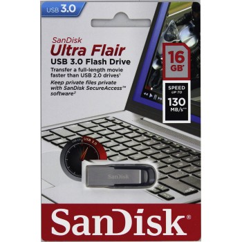 SanDisk Ultra Flair/ 16GB/ 130MBps/ USB 3.0/ USB-A/ Černá 