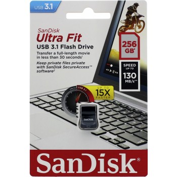 SanDisk Ultra Fit/ 256GB/ 130MBps/ USB 3.1/ USB-A/ Černá 