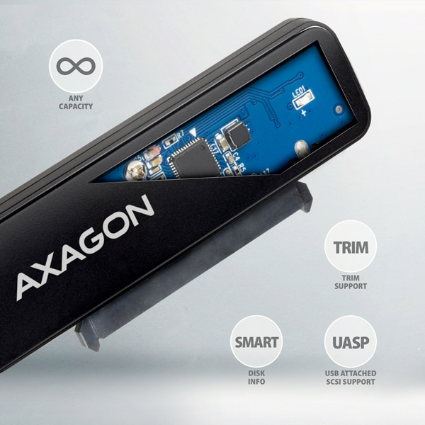 AXAGON ADSA-FP2C, USB-C 5Gbps - SATA 6G 2.5" SSD/ HDD SLIM adaptér 