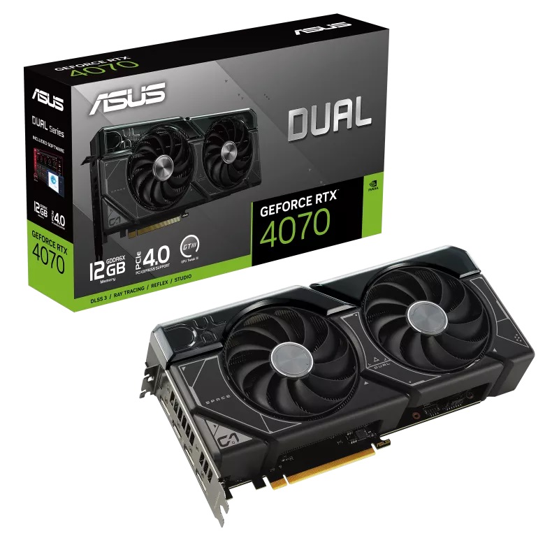 ASUS VGA NVIDIA GeForce RTX 4070 DUAL 12G,  12G GDDR6X,  3xDP,  1xHDMI 