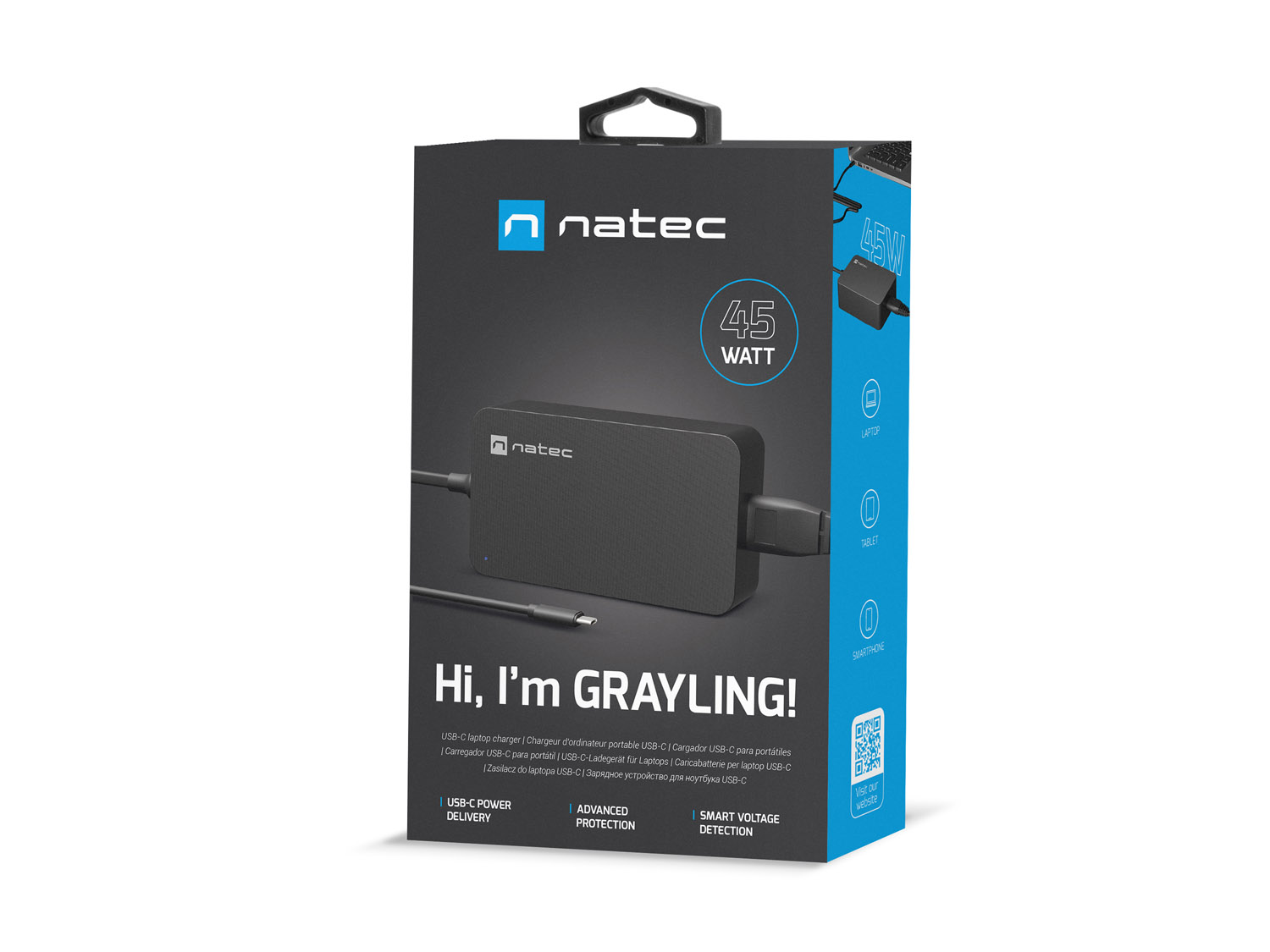 Nabíječka Natec GRAYLING 45W USB-C pro notebooky, tablety, smartphony 